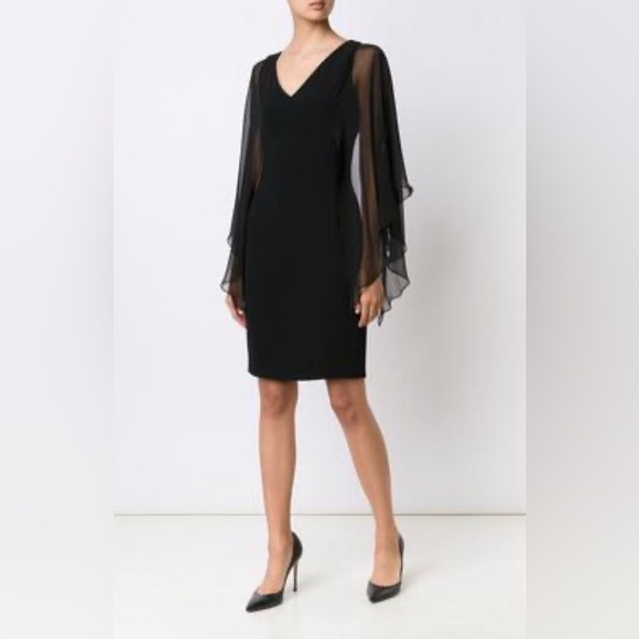 TOM & LINDA PLATT-Chiffon Sleeve Butterfly Dress - Picture 6 of 6